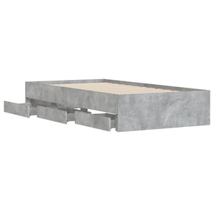 Bettgestell 75x190 cm mit Schubladen Betongrau