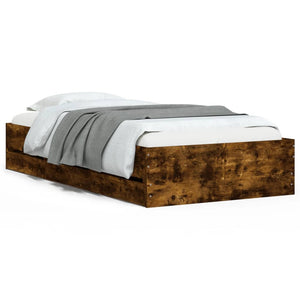 vidaXL Cadre de lit avec tiroirs chêne fumé 75x190 cm Aggloméré
