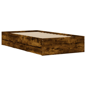 vidaXL Cadre de lit avec tiroirs chêne fumé 75x190 cm Aggloméré
