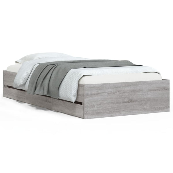 Bettgestell mit Schubladen 75x190 cm Grau Sonoma
