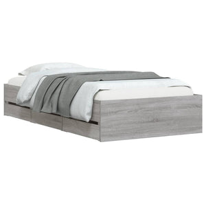 Bettgestell mit Schubladen 75x190 cm Grau Sonoma