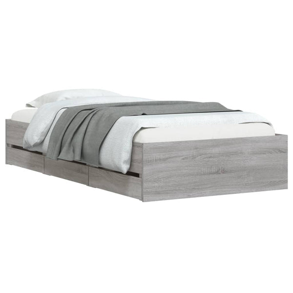 Bettgestell mit Schubladen 75x190 cm Grau Sonoma
