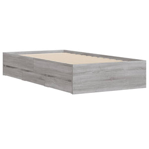 Bettgestell mit Schubladen 75x190 cm Grau Sonoma