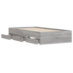 Bettgestell mit Schubladen 75x190 cm Grau Sonoma
