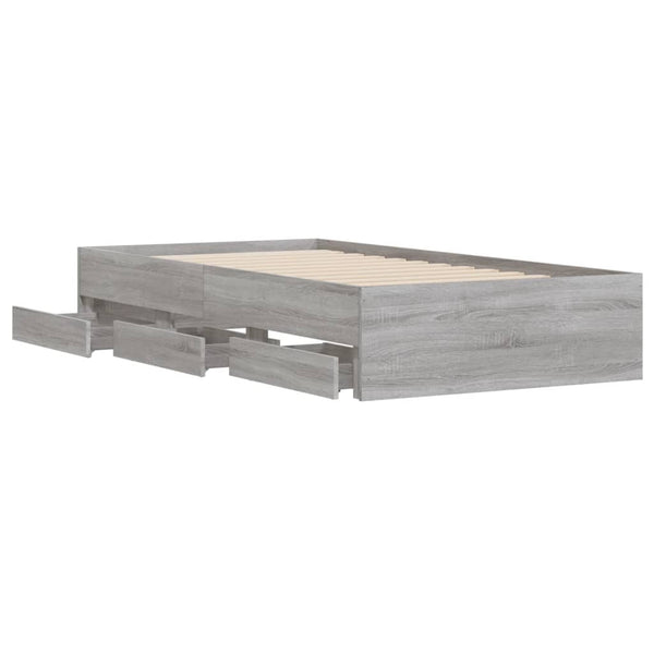 Bettgestell mit Schubladen 75x190 cm Grau Sonoma
