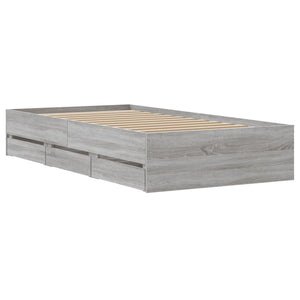 Bettgestell mit Schubladen 75x190 cm Grau Sonoma