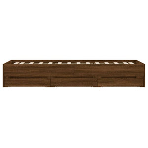 vidaXL Bed Frame with Drawers Brown Oak-Effect 75x190 cm