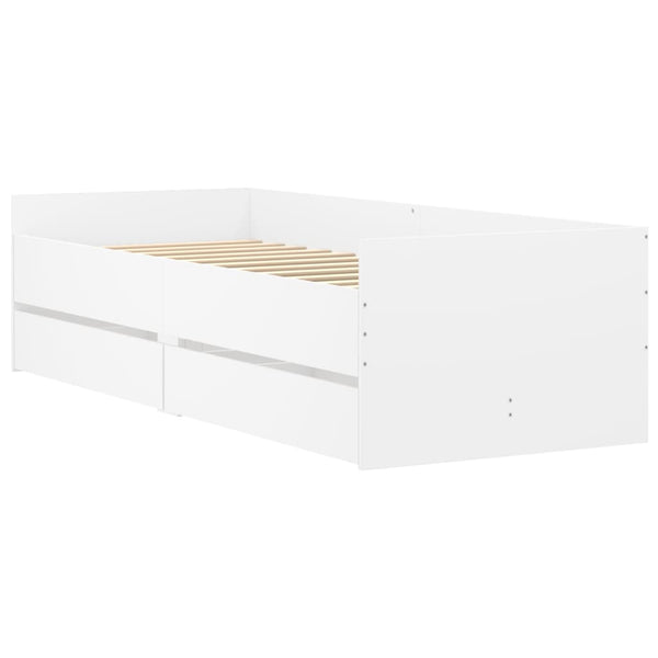 vidaXL Cadre de lit avec tiroirs Blanc 100x200 cm