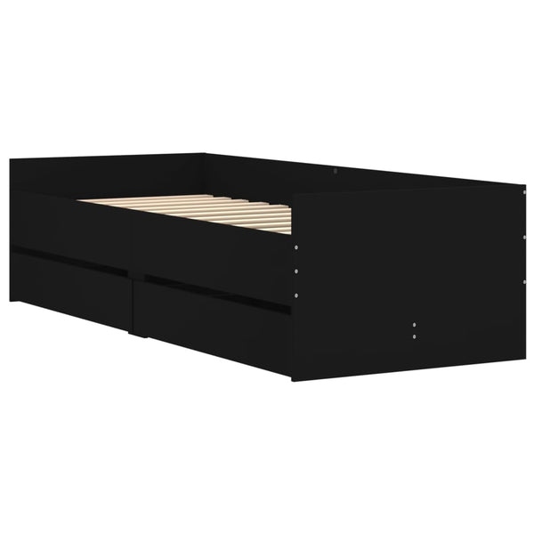 Bettgestell Schwarz 100x200 cm mit Schubladen