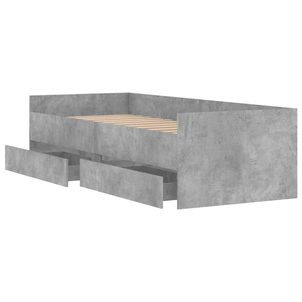vidaXL Cadre de lit avec tiroirs Gris béton 100x200 cm