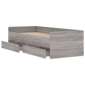 vidaXL Cadre de lit avec tiroirs Gris Sonoma 100x200 cm