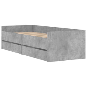 vidaXL Cadre de lit avec tiroirs Gris béton 90x200 cm