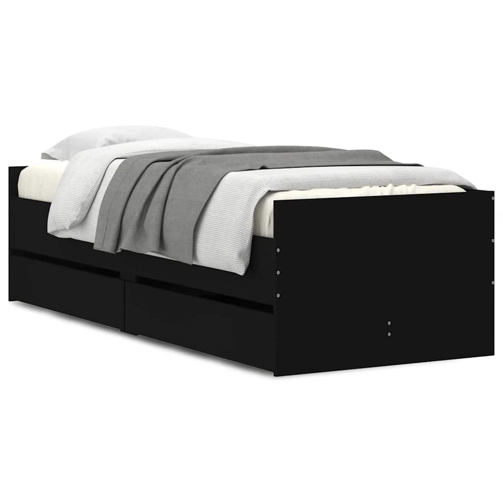 Bettgestell Schwarz 90x190 cm mit Schubladen