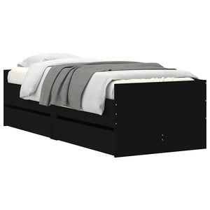 Bettgestell Schwarz 90x190 cm mit Schubladen