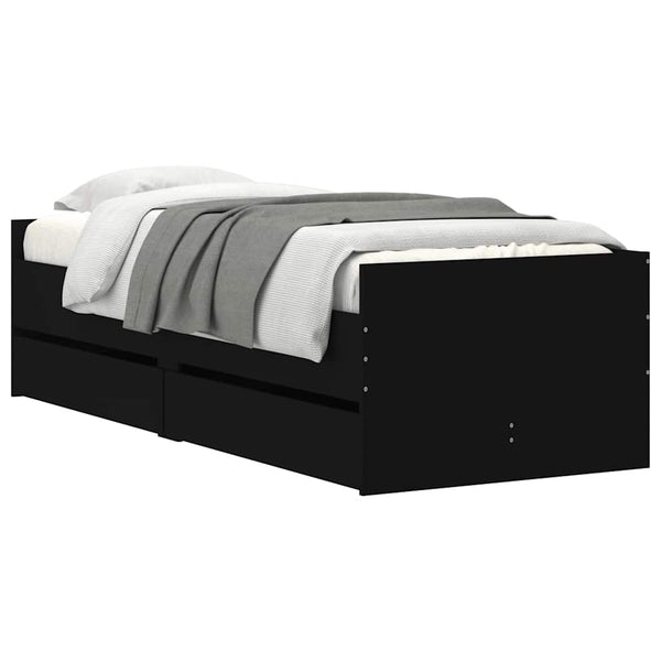 Bettgestell Schwarz 90x190 cm mit Schubladen