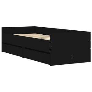 Bettgestell Schwarz 90x190 cm mit Schubladen