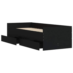Bettgestell Schwarz 90x190 cm mit Schubladen