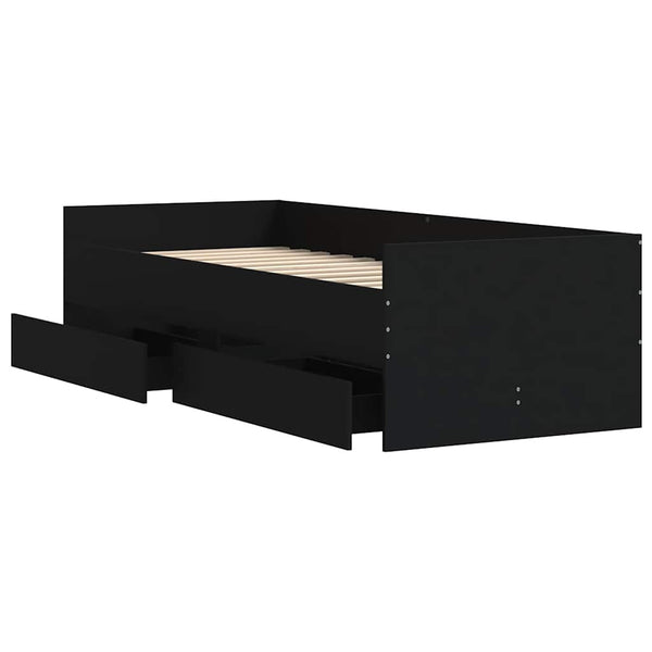 Bettgestell Schwarz 90x190 cm mit Schubladen