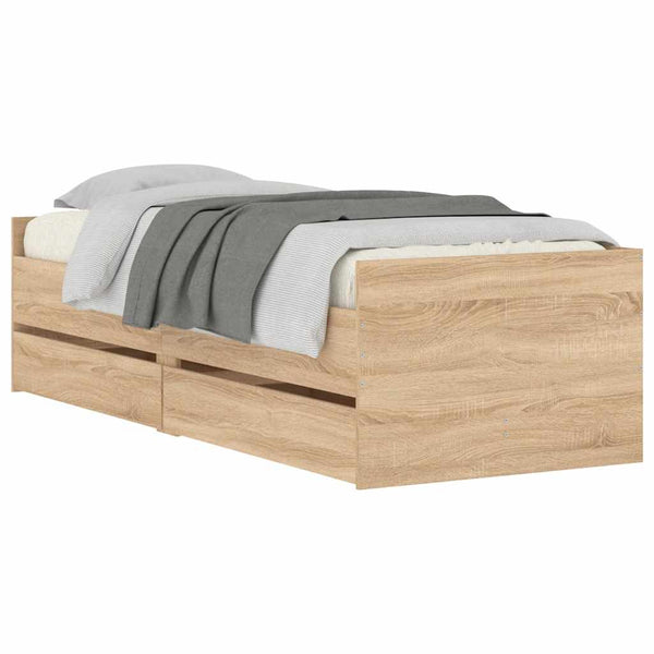 vidaXL Bed Frame with Drawers Sonoma Oak 90x190 cm
