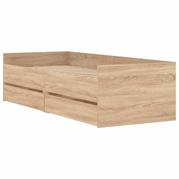 vidaXL Bed Frame with Drawers Sonoma Oak 90x190 cm