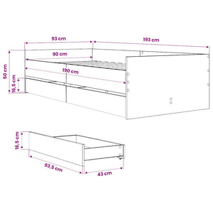vidaXL Bed Frame with Drawers Sonoma Oak 90x190 cm