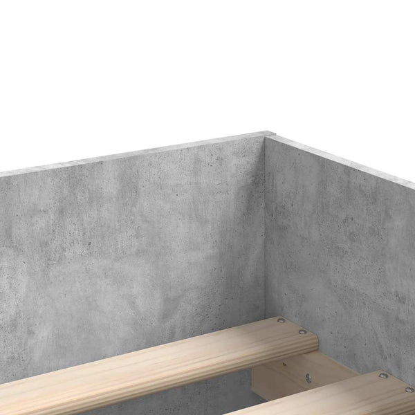 vidaXL Cadre de lit avec tiroirs Gris béton 90x190 cm
