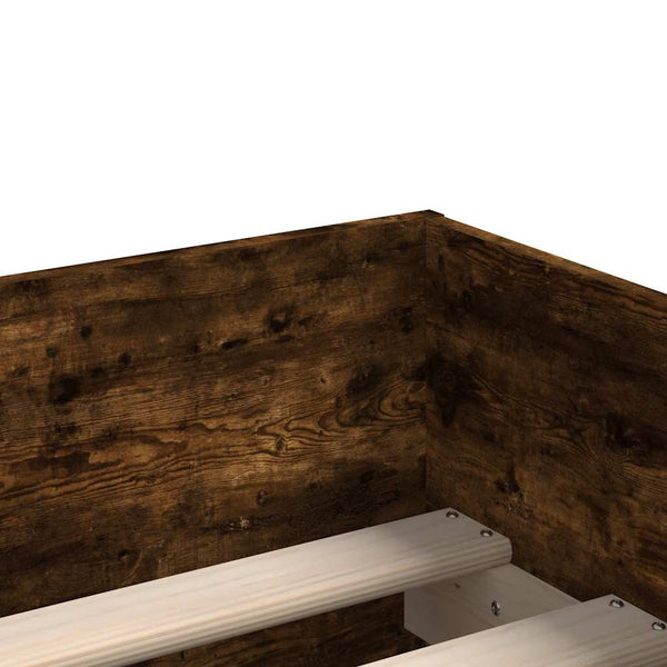 vidaXL Bed Frame with Drawers Smoked Oak 90x190 cm