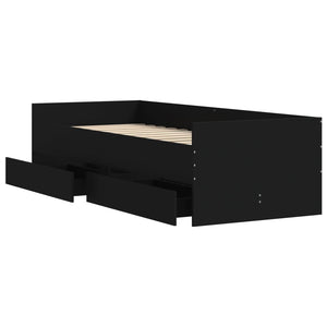 Bett mit Schubladen Schwarz 75x190 cm