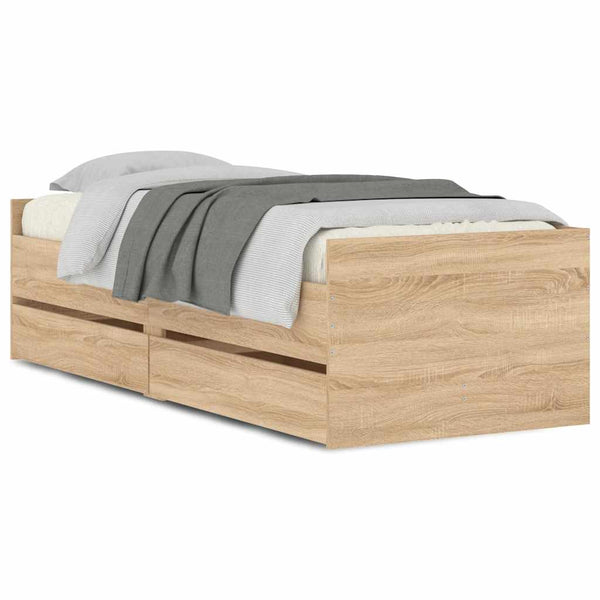 Bett mit Schubladen 75x190 cm Sonoma-Eiche