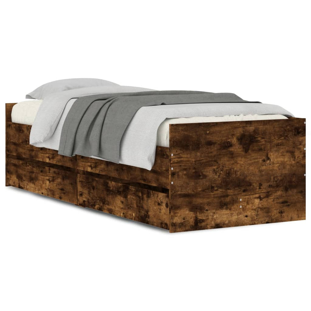 Bett mit Schubladen – Räuchereiche 75x190 cm