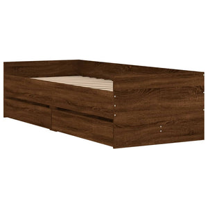 Bett mit Schubladen 75x190 cm Braun Eiche-Optik