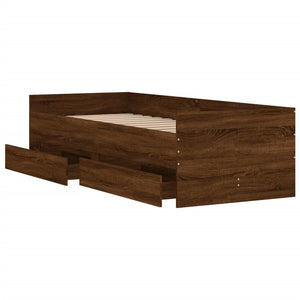Bett mit Schubladen 75x190 cm Braun Eiche-Optik
