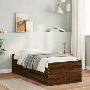 Bett mit Schubladen 75x190 cm Braun Eiche-Optik