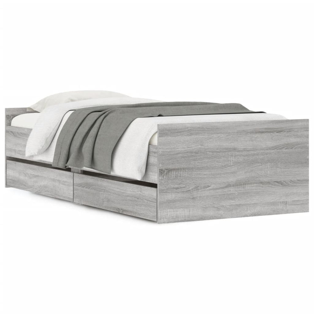 Bett mit Schubladen Grau 75x190 cm