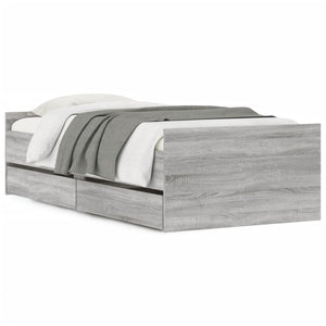 Bett mit Schubladen Grau 75x190 cm