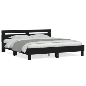 Bettgestell Schwarz 200x200 cm mit Kopfteil