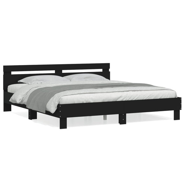 Bettgestell Schwarz 200x200 cm mit Kopfteil