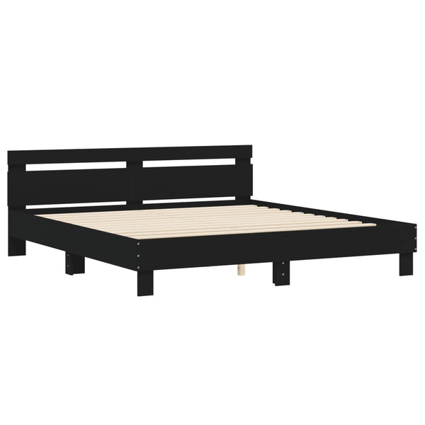 Bettgestell Schwarz 200x200 cm mit Kopfteil