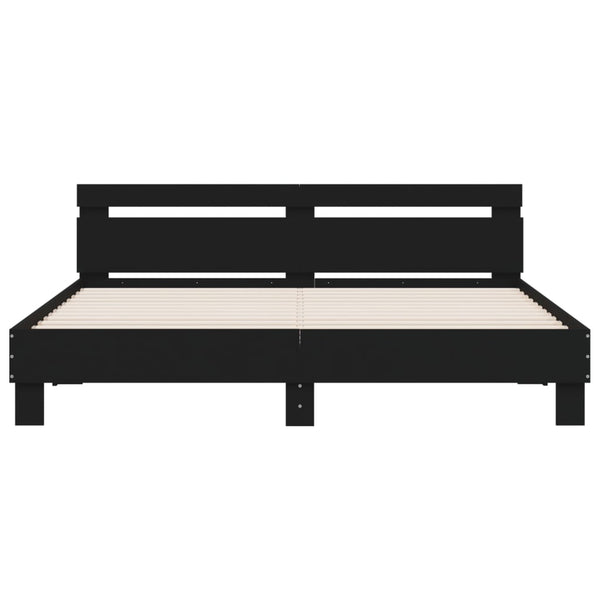 Bettgestell Schwarz 200x200 cm mit Kopfteil