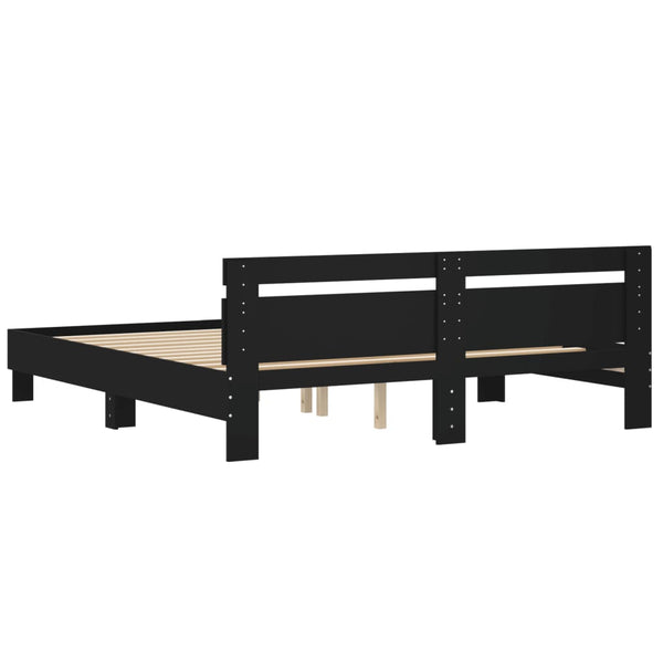 Bettgestell Schwarz 200x200 cm mit Kopfteil