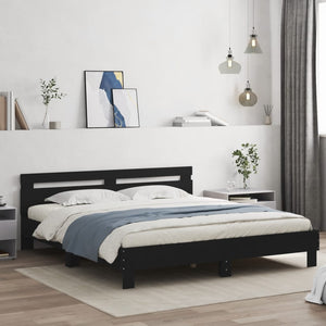 Bettgestell Schwarz 200x200 cm mit Kopfteil
