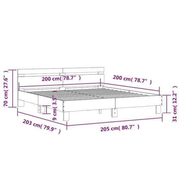 Bettgestell Sonoma-Eiche 200x200 cm