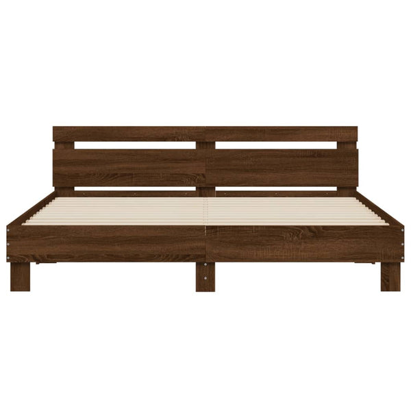 vidaXL Bed Frame with Headboard Brown Oak Effect 200x200 cm