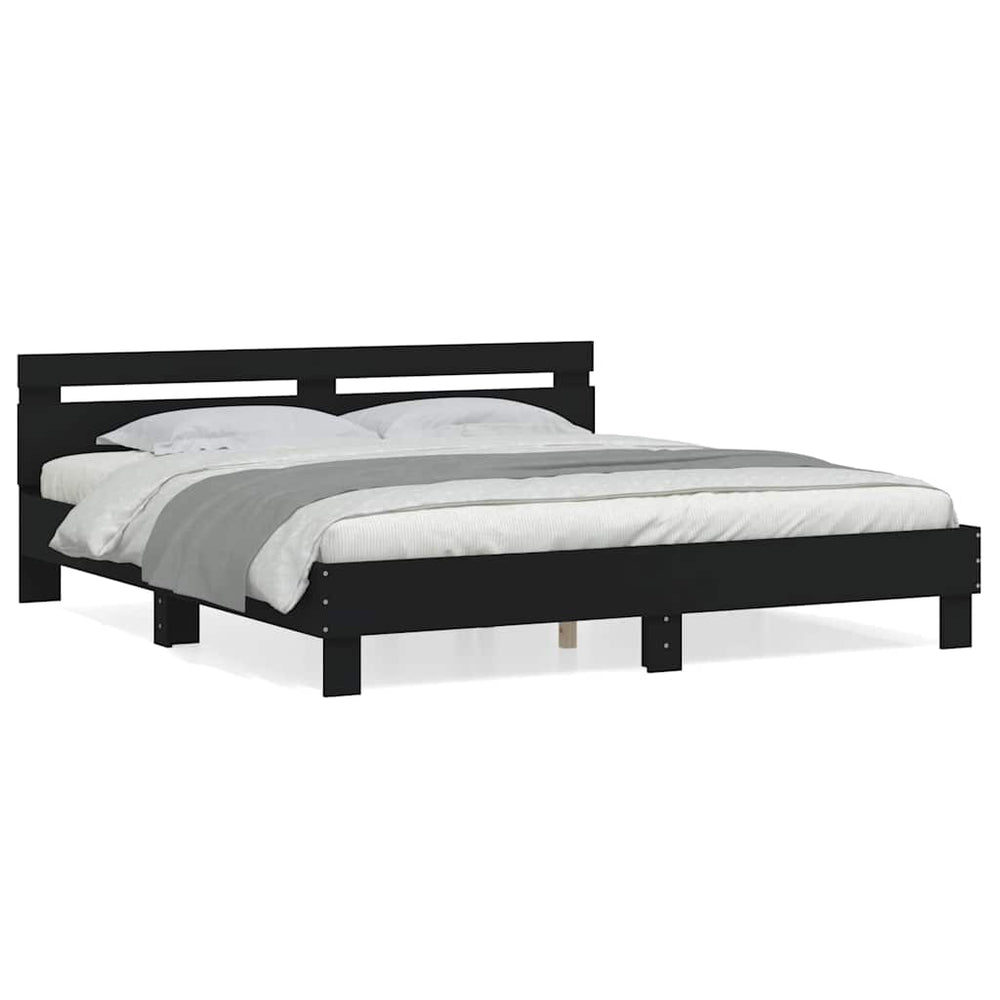 Bettgestell Schwarz 180x200 cm mit Kopfteil