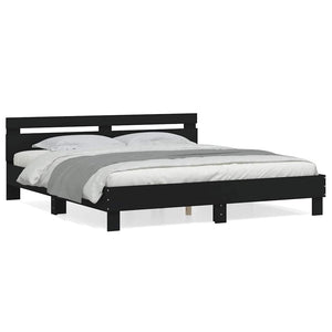 Bettgestell Schwarz 180x200 cm mit Kopfteil