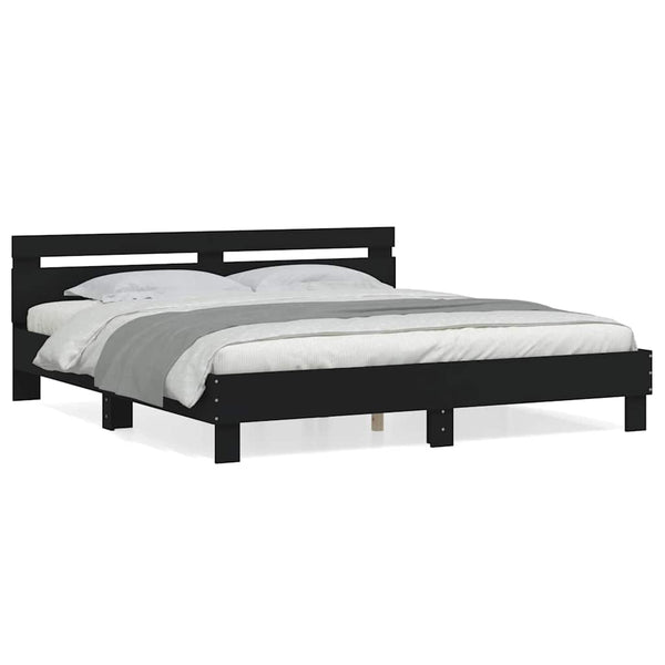 Bettgestell Schwarz 180x200 cm mit Kopfteil