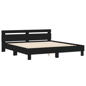 Bettgestell Schwarz 180x200 cm mit Kopfteil