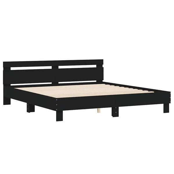 Bettgestell Schwarz 180x200 cm mit Kopfteil