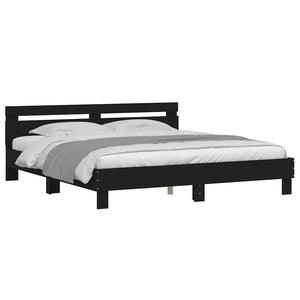 Bettgestell Schwarz 180x200 cm mit Kopfteil