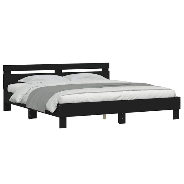 Bettgestell Schwarz 180x200 cm mit Kopfteil